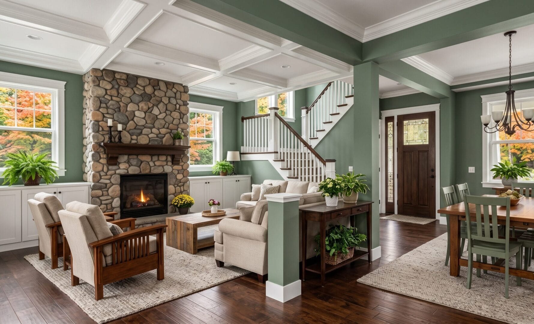 Interior living and dining room painting project in Maple Valley, WA by Evergreen Pro Painting 1